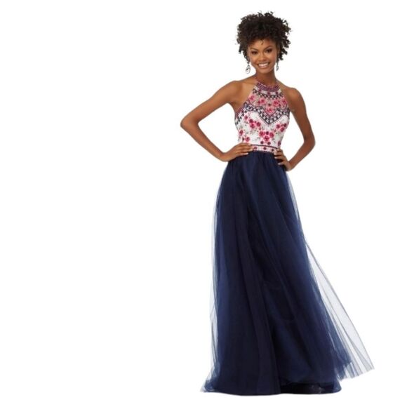 Blondie Nites by Stacy Sklar Embroidered Tulle Special Occasions Dress - Picture 1 of 17